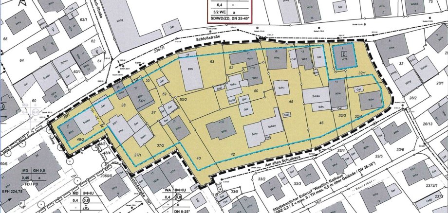 Lageplan Bebauungsplan "Südlich der Schloßstraße"