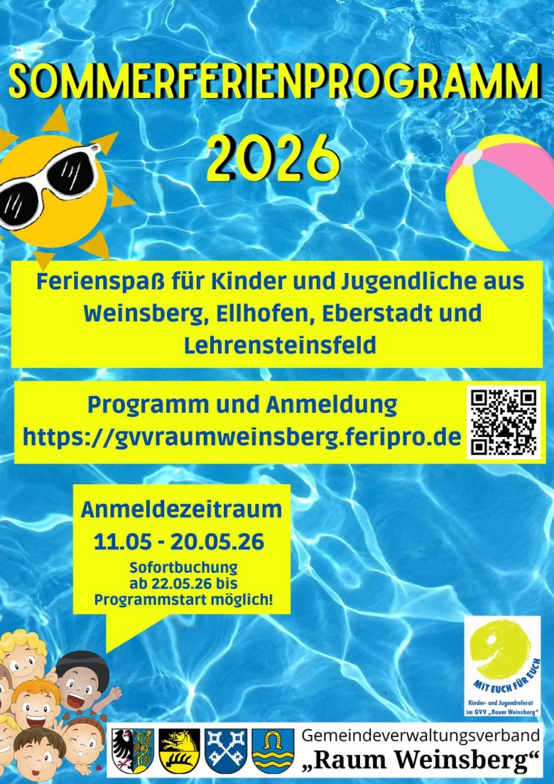 Sommerferienprogramm 2026 Plakat - Sommerferien 2026 Sommerferienprogramm 2026 Plakat. Anmeldezeitraum 11.05.2026 bis 20.05.2026